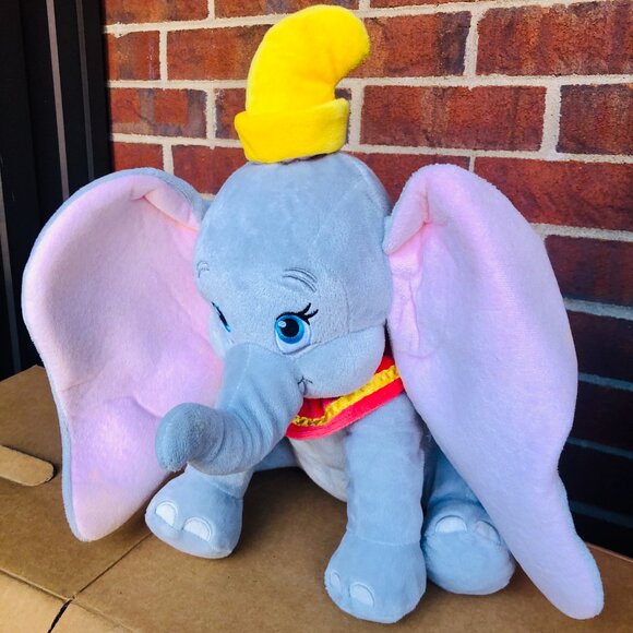 Large Dumbo Plush 15-inch Disney Store Elephant Stuffed Animal Circus Hat - Picture 2 of 4